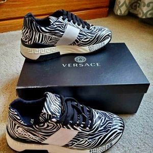Versace Zebra Print Achilles Sneakers Size 7.5